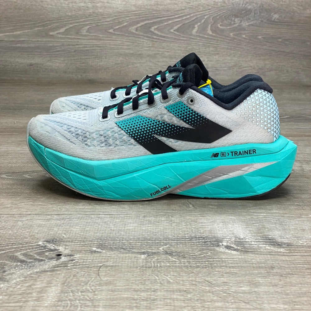 New Balance FuelCell SC Trainer Womens 8.5 Grey Teal Running Shoes SuperComp